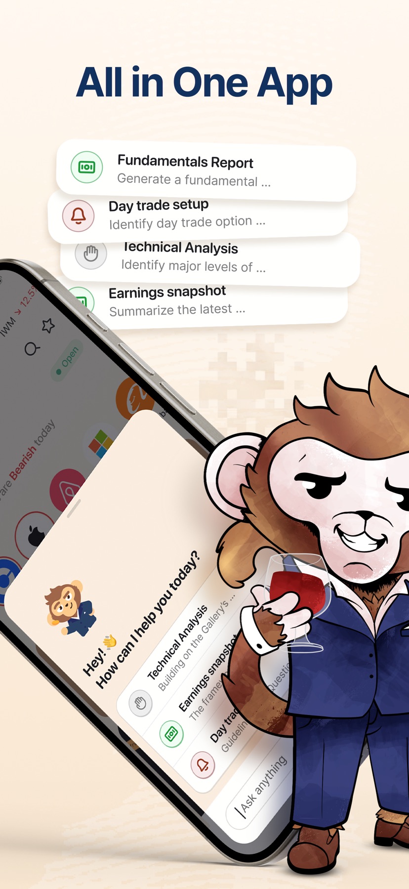 Ape AI iOS — Ticker page with AI insights (catalysts, risks, context)